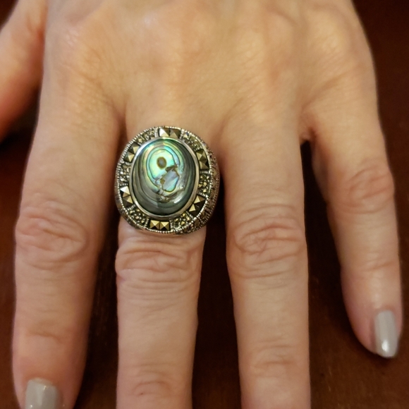 Sterling 925 silver marquesite and abalone - Picture 1 of 6